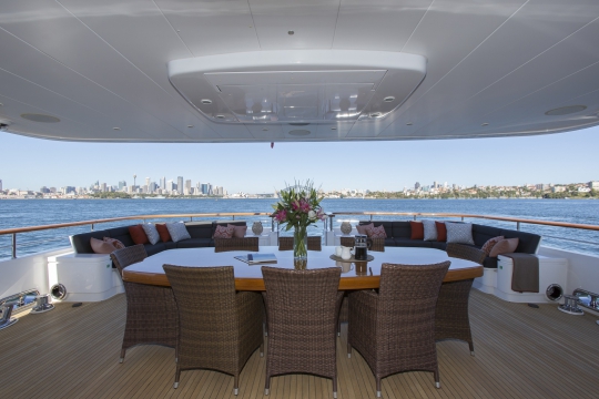 Motor Yacht Masteka 2 for charter - main deck aft dining table