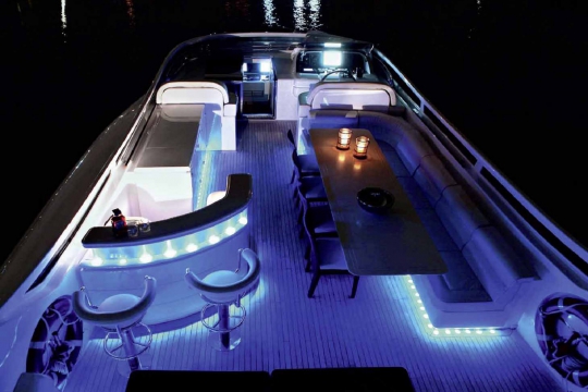 Motor Yacht Paris A Maiora for charter - sundeck night