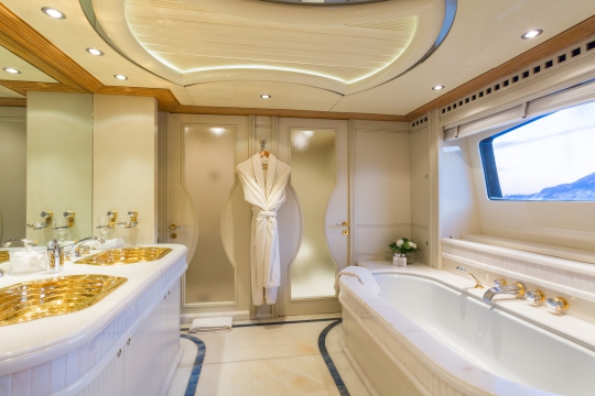 Motor Yacht QM of London Benetti for charter - master bathroom