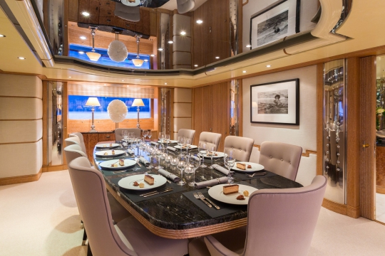 Motor Yacht QM of London Benetti for charter - dining room
