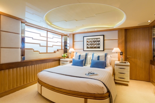 Motor Yacht QM of London Benetti for charter - guest cabin.