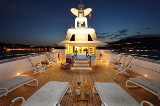 Motor Yacht Capri Lurssen for charter - sundeck night