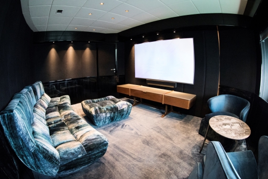 Tecnomar fast yacht for sale cinema room