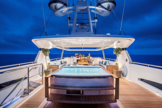 Princess 40M - Princess 40m yacht for sale - sundeck jacuzzi by night.jpg