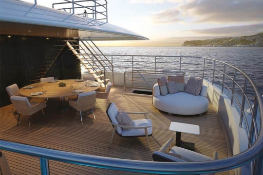 Heesen 55m displacement SERENA yacht for sale - upper deck aft