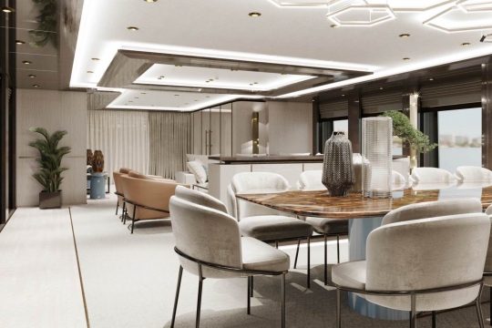 Heesen 55m displacement - SERENA yacht for sale - main deck dining.jpg