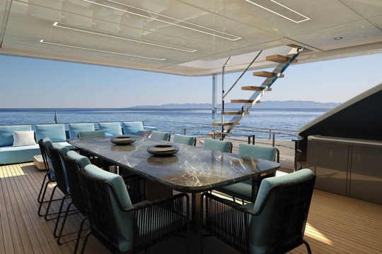 Custom Line Navetta 42 for sale - upper deck aft