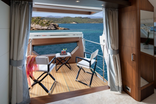 Skyler Benetti yacht for sale - master stateroom balcony