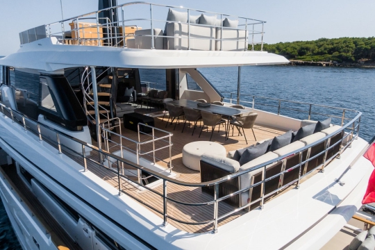 Mrs G Custom Line Navetta 30 yacht for sale - upper deck aft
