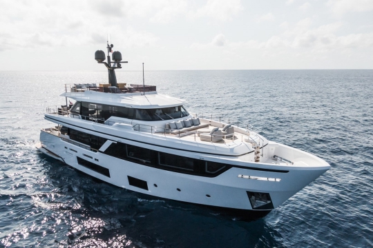 Mrs G Custom Line Navetta 30 yacht for sale - at anchor