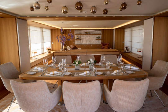 Lars - Sanlorenzo 500EXP yacht for sale - Main deck dining area 2
