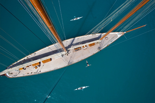 Sailing Yacht Elena for charter - deck view from mast