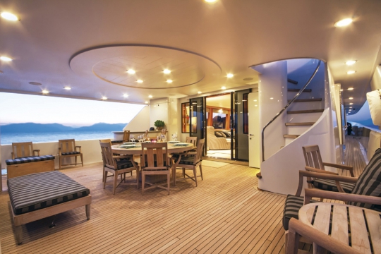 Motor Yacht Endless Summer Westport for charter - main deck aft dining