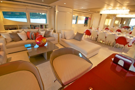 Motor Yacht Gems for charter - saloon and dining table