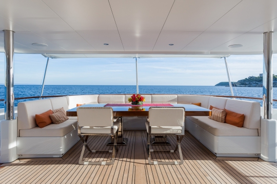 Motor Yacht Go Feadship for charter - main deck aft dining