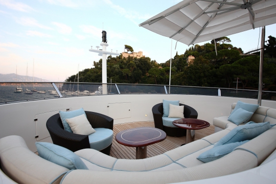 Motor Yacht Harmony III Benetti for charter - sundeck forward lounge