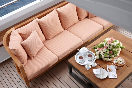 Motor Yacht Kathleen Anne Feadship for charter - main deck aft lounge