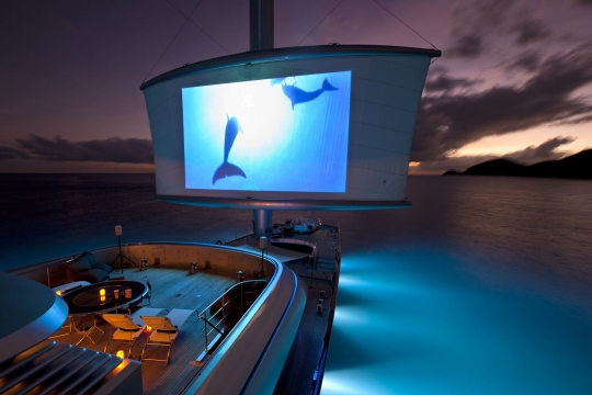 Sailing Yacht Maltese Falcon Perini Navi for charter - deck cinema